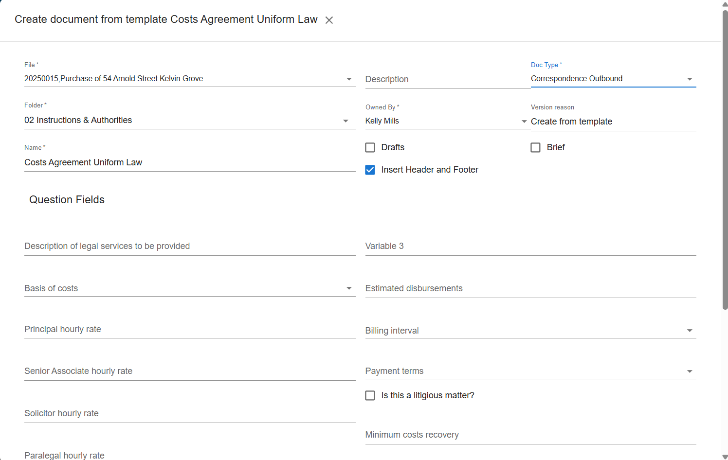 Law App - Template Questions