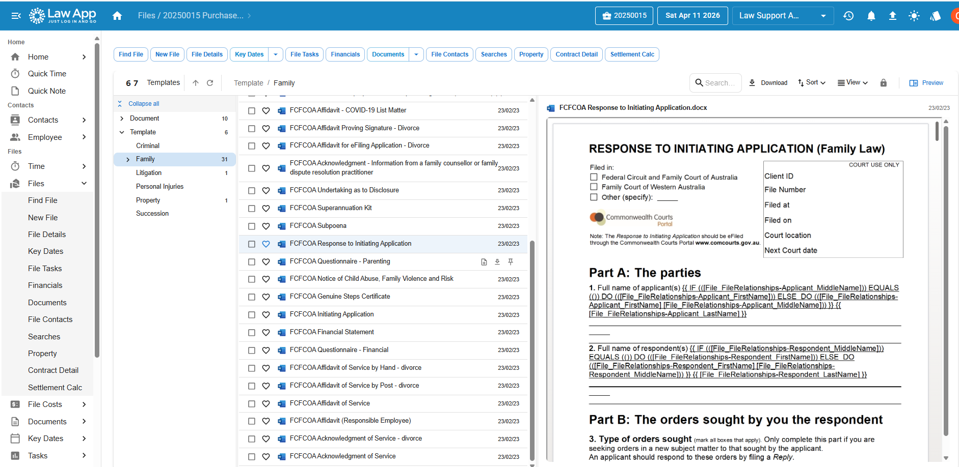 Law App - Template Library