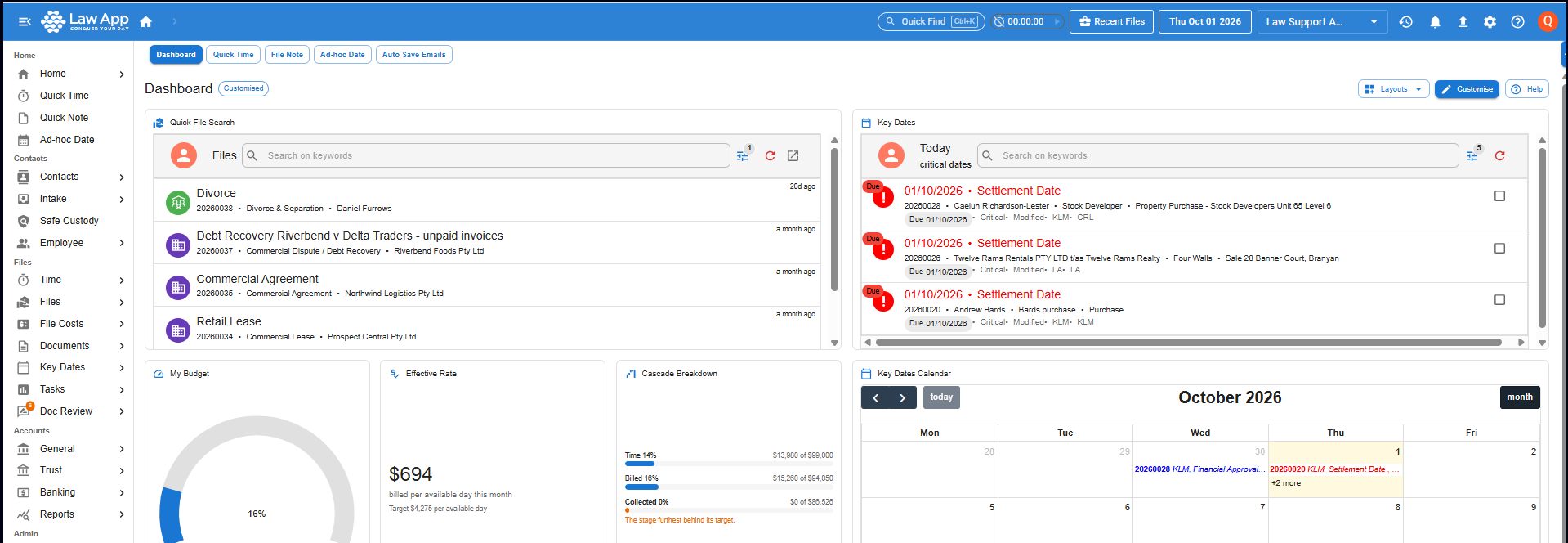 The Law App dashboard